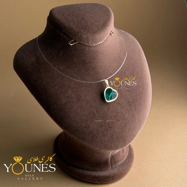 آویز طلا سواروسکی قلبی سبز زمردی